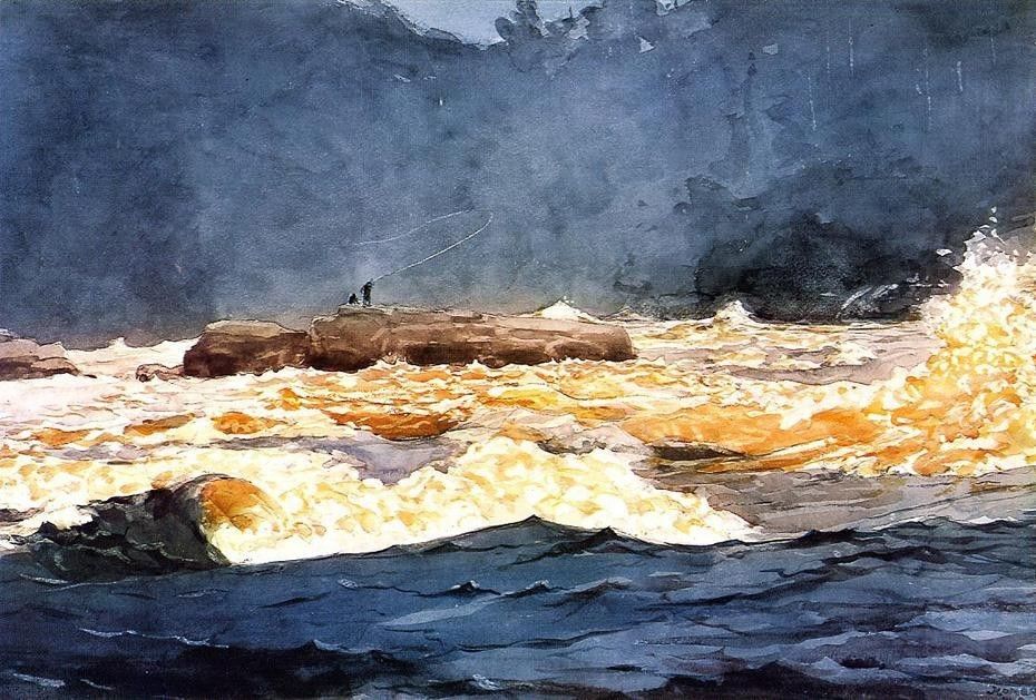 Winslow Homer Fishing the Rapids Saguenay